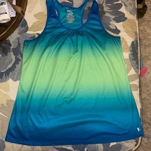 Danskin blue green ombre workout top size large